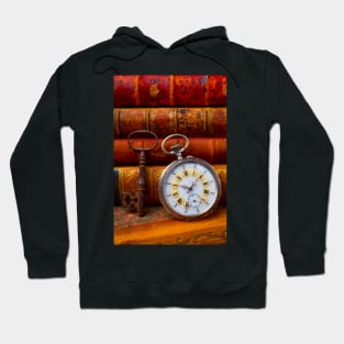 Classic Pocketwatch With old Books And Skeleton Key Hoodie